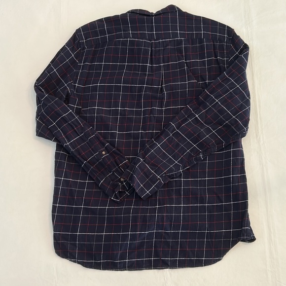 J. Crew Men's Classic Flannel Navy Plaid Shirt - Picture 4 of 8